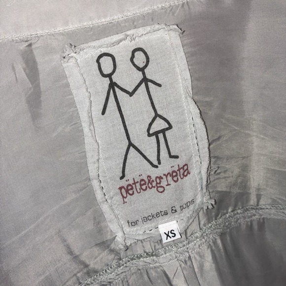 Pete & Greta Grey Shirt XS Extra Small Long Sleeve Rolled Up Button Top Cupra - Picture 2 of 9